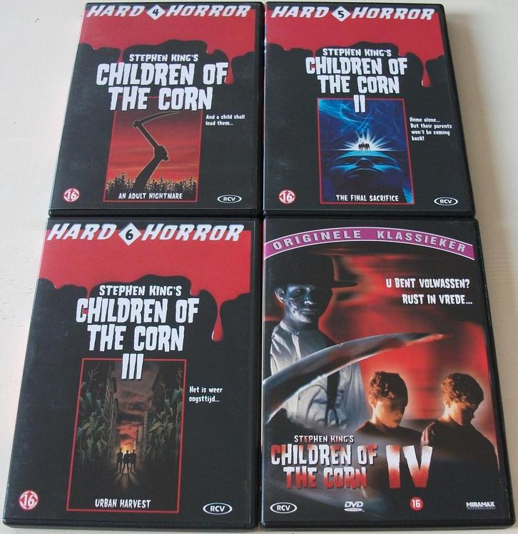 Dvd *** CHILDREN OF THE CORN *** 4 stuks Stephen King, Cd's en Dvd's, Dvd's | Horror, Zo goed als nieuw, Overige genres, Vanaf 16 jaar