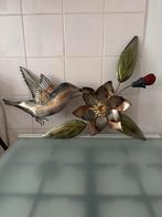 Metalen Wanddecoratie Kolibrie en Bloem, Ophalen, Zo goed als nieuw