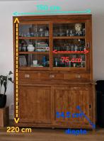Mooie teakhouten vitrinekast met veel ruimte, Huis en Inrichting, Ophalen, 25 tot 50 cm, 200 cm of meer