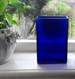 Blauwe glazen vaas, Minder dan 50 cm, Glas, Blauw, Gebruikt