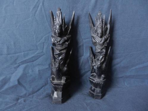 Paar zwart tropisch houten sculpturen Vishnu op vogel Bali, Antiek en Kunst, Kunst | Beelden en Houtsnijwerken, Ophalen of Verzenden