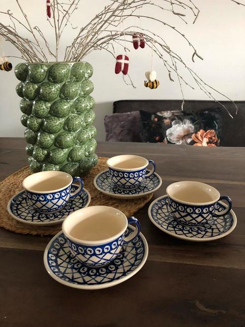 💝 Vintage BUNZLAU CASTLE kop schotel blauw, Huis en Inrichting, Keuken | Servies, Zo goed als nieuw, Kop(pen) en/of Schotel(s)