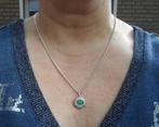 Zilveren stevige ketting met hanger met jade nr.1701