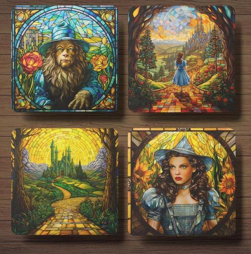 The Wizard of Oz Glas in lood Onderzetters met houder, Huis en Inrichting, Woonaccessoires | Onderzetters, Nieuw, Glas of Kopje