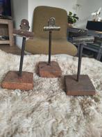 Hout met metalen klipstandaard, Ophalen of Verzenden