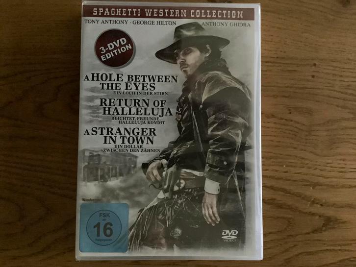 3 Spaghettiwesterns in 3 DVD-BOX, en niet de slechtste!!, Cd's en Dvd's, Dvd's | Klassiekers, Zo goed als nieuw, Actie en Avontuur