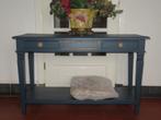 Prachtige blauwe houten sidetable wandtafel 1.20m breed, Huis en Inrichting, Tafels | Sidetables, 25 tot 50 cm, 100 tot 150 cm