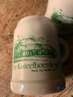 2 Zware Bierpullen Gris met Opdruk, Glas of Glazen, Gebruikt, Keramiek, Ophalen of Verzenden
