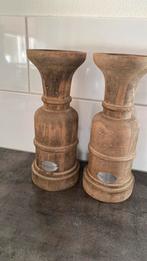 2 Riverdale houten kaarsenstandaard, Huis en Inrichting, Woonaccessoires | Kandelaars en Kaarsen, Ophalen, Zo goed als nieuw, Hout