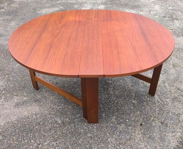 Vintage jaren 60 teak Deense klaptafel goede staat, Huis en Inrichting, Tafels | Eettafels, Gebruikt, 100 tot 150 cm, Vijf personen of meer