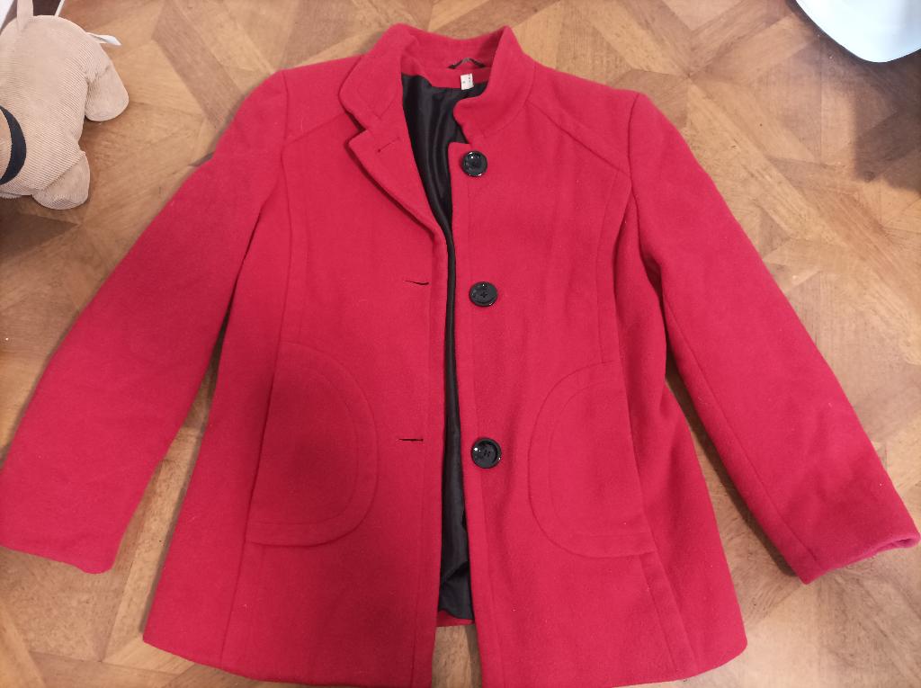 Concept UK wollen jas maat 36, Kleding | Dames, Jassen | Winter, Zo goed als nieuw, Maat 36 (S), Rood, Ophalen of Verzenden