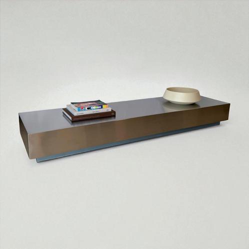 RVS salontafel plateau vintage design, Huis en Inrichting, Tafels | Salontafels, Gebruikt, Minder dan 50 cm, 50 tot 100 cm, 150 tot 200 cm