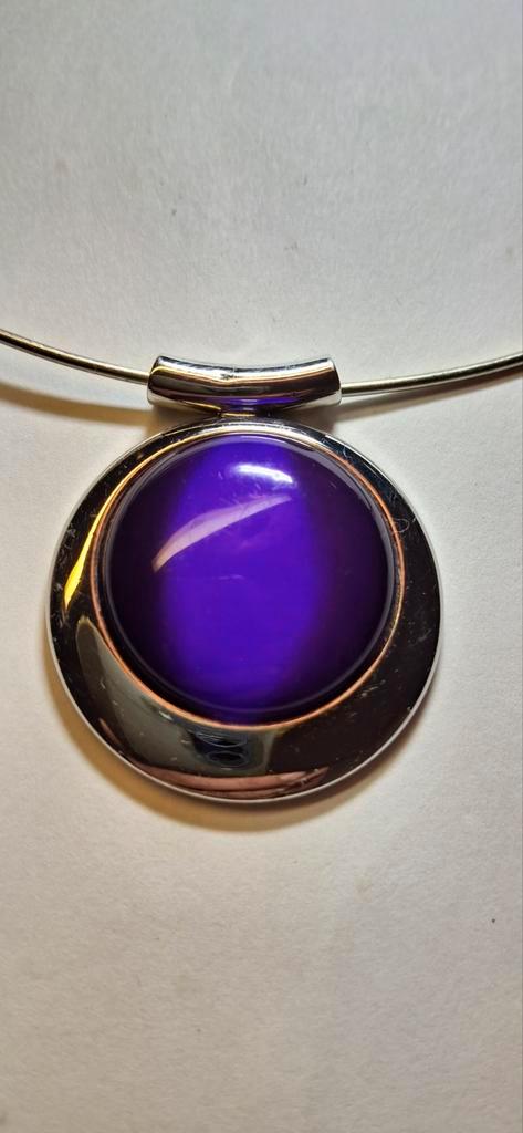 Zilveren hanger & ring met amethist, Sieraden, Tassen en Uiterlijk, Kettingen, Ophalen of Verzenden