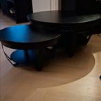 2 salontafels set zwart mangohout glad, pootjes verstelbaar, Ophalen, 50 tot 100 cm, Rond, Nieuw