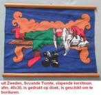 Zweedse wanddecoratie, doek met Sovande TOMTE, 40x30 cm, Ophalen of Verzenden, Nieuw