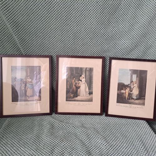 Set van 3 Ingelijste Prenten – “Cries of London”, 18e Eeuws, Verzamelen, Foto's en Prenten, Voor 1940, Ophalen of Verzenden