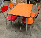Vintage 70s keukentafel/eettafel/tafel met 4 stoelen, Ophalen, Gebruikt