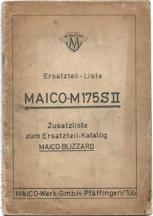 Maico 175 S II Zusatzliste onderdelenlijst (7203mz) motor, Motoren, Handleidingen en Instructieboekjes, Overige merken, Verzenden