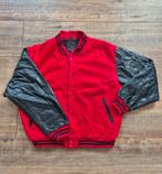 GAP Vintage Varsity Jacket – Red Wool & Leather, Zwart, Maat 56/58 (XL), Zo goed als nieuw, GAP