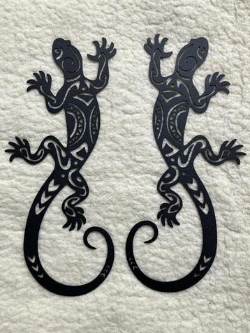 Wanddecoratie 2 metalen gekko's beschikbaar voor biedingen