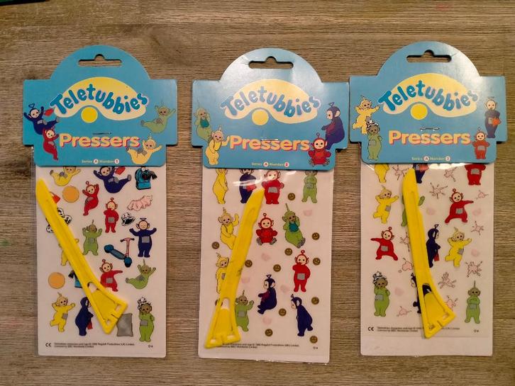 Teletubbies pressers strip serie wrijfplaatjes tekenfilm, Verzamelen, Stripfiguren, Zo goed als nieuw, Beeldje of Figuurtje, Overige figuren
