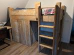 Steigerhouten Hoogslaper met Kastruimte, Huis en Inrichting, Slaapkamer | Stapelbedden en Hoogslapers, Ophalen, 100 cm, Hoogslaper