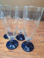 Set van 7: Vintage Champagneglazen met blauwe voet, Ophalen of Verzenden, Zo goed als nieuw, Overige typen