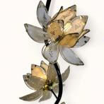Staande lotuslamp met 4 bloemen, Gebruikt, Vintage, Ophalen of Verzenden, Glas