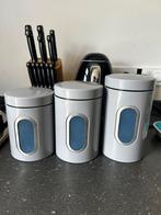 3 stuks voorraadpotten lichtgrijs, zo goed als nieuw!, Ophalen, Zo goed als nieuw