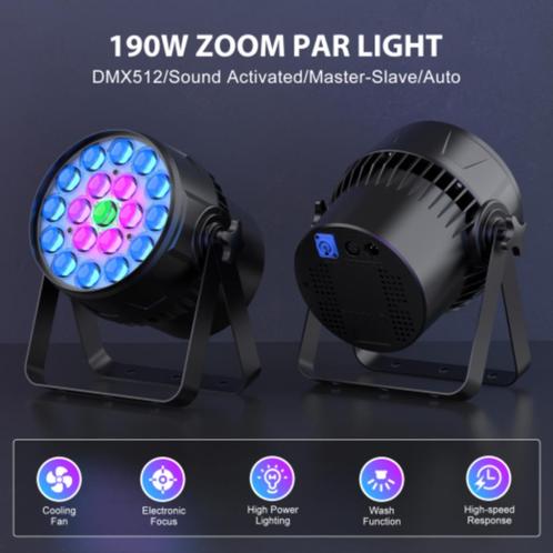DJLicht 19x10 zoom ledpar RGBW, Muziek en Instrumenten, Licht en Laser, Nieuw, Licht, Geluidgestuurd, Kleur, Stroboscoopeffect