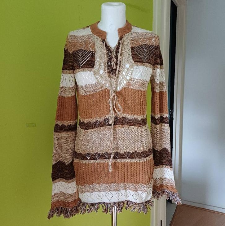 Mooie gebreide trui maat L, Kleding | Dames, Truien en Vesten, Zo goed als nieuw, Maat 42/44 (L), Bruin, Ophalen of Verzenden