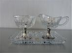 Art Deco roomstelletje van Bleikristall met verzilverde voet, Antiek en Kunst, Antiek | Glas en Kristal, Ophalen of Verzenden