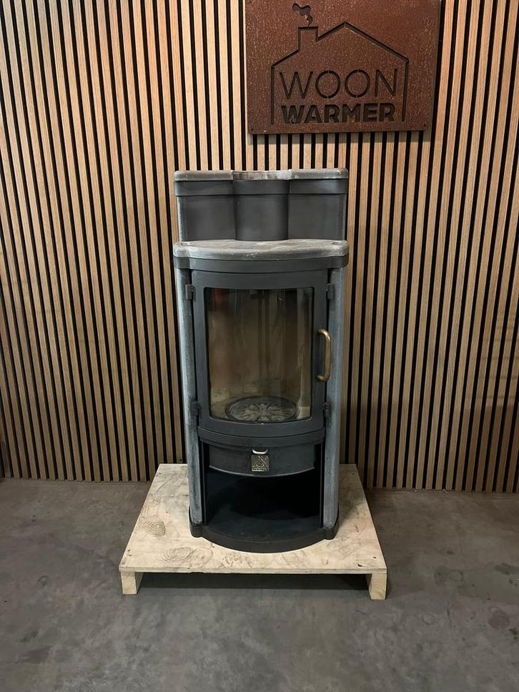 25021 Speksteenkachel Dan scan 6kw, Huis en Inrichting, Kachels, Gebruikt, Vrijstaand, Houtkachel, Hout, Ophalen