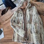Vintage Bontjas maat 34 met Capuchon konijnenvacht, Bruin, Ophalen of Verzenden, Maat 34 (XS) of kleiner, Onbekend