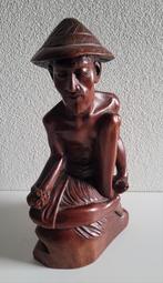 Indonesisch houtsnijwerk visser bali balinees, Antiek en Kunst, Ophalen of Verzenden