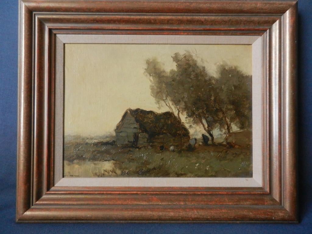 Olieverf Aris Knikker Landschap met boerderij 21 x 30 cm
