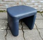 Lederen Poef / Kruk - donkerblauw / grijsblauw zgan uniek, Ophalen, Zo goed als nieuw