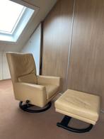 Rolf Benz BMP leren fauteuil met hocker, Ophalen, Gebruikt, Modern, 50 tot 75 cm