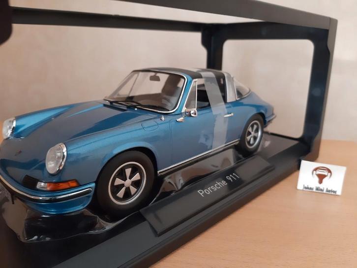 Porsche 911 Targa S 2.4 1973 Blauw-Metallic van Norev 1:18, Hobby en Vrije tijd, Modelauto's | 1:18, Nieuw, Auto, Norev, Ophalen of Verzenden