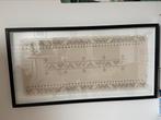 Berber motief op textiel in zwarte lijst, Huis en Inrichting, Ophalen, Hout, 75 cm of meer