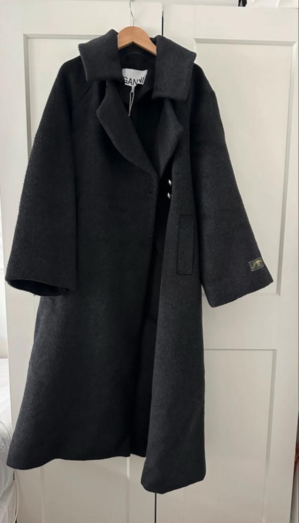 Ganni Jas Wol - Maat S/M - Winterklaar!, Kleding | Dames, Jassen | Winter, Zo goed als nieuw, Maat 36 (S), Zwart, Ophalen of Verzenden