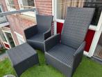 Zwarte Wicker Tuinset - 2 Stoelen + Tafel, Twee, Zwart, Riet of Rotan, Ophalen of Verzenden