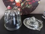 Vintage glazen citruspers en puddingvorm, Ophalen of Verzenden