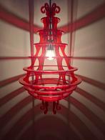 1x Vintage transparant rode design kroonluchter hanglamp, Ophalen, Zo goed als nieuw, Kunststof, 1x Vintage transparant rode design kroonluchter hanglamp