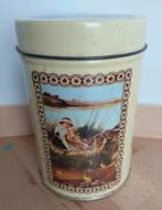 Vintage thee blik, familie in bootje, Ophalen of Verzenden, Gebruikt, Thee