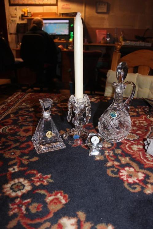 kristallen karaffen, klokje en kandelaar, Antiek en Kunst, Antiek | Glas en Kristal, Ophalen of Verzenden