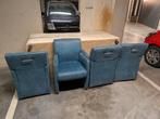 Stoelen turquoise blauw met wieltjes, Huis en Inrichting, Stoelen, Ophalen, Gebruikt, Blauw