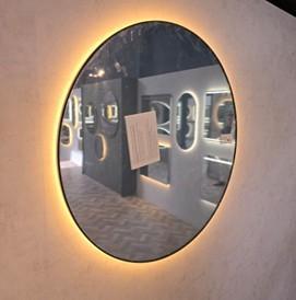 LED ambi spiegel 100 cm met verwarming, zwart frame, 2700K, Huis en Inrichting, Badkamer | Badkamermeubels, Nieuw, Overige typen
