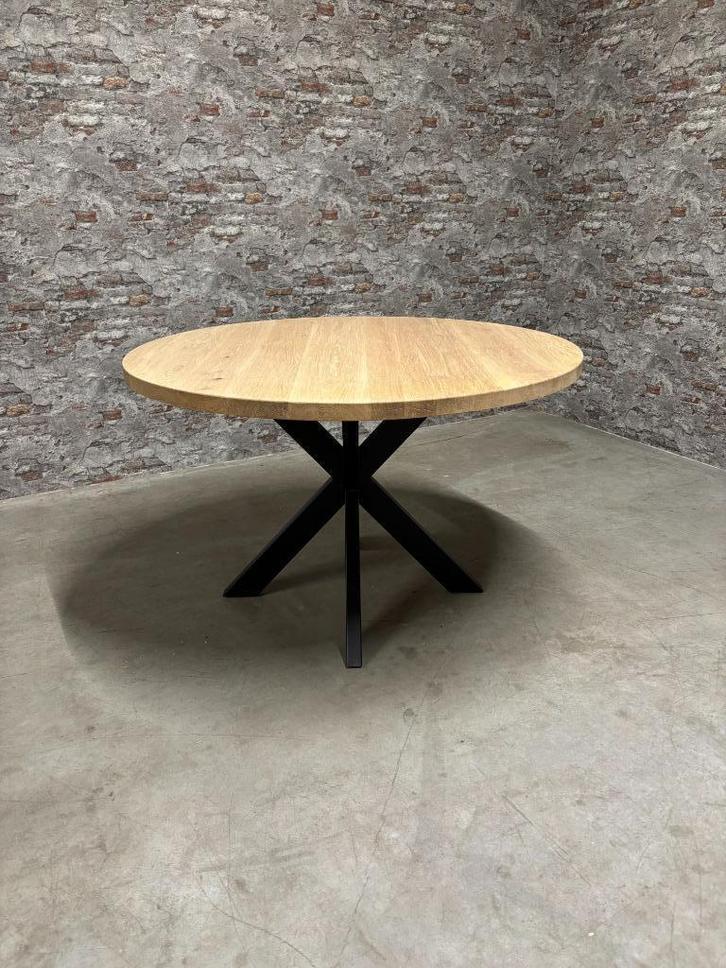 Eiken ronde eetkamertafel nr.956, Huis en Inrichting, Tafels | Eettafels, Nieuw, 100 tot 150 cm, 100 tot 150 cm, Vier personen