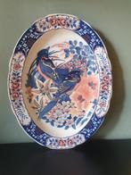 Grote ovale wandbord / schaal van vintage Japans aardewerk., Ophalen of Verzenden, Gebruikt